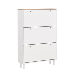 SEVOBAL Cabinet for Entryway with 3 Flip Drawers Sturdy Wood Hidden Freestanding Narrow Slim for Front Door Entrance, White, 18.5"*6.69"*47.64" - 1 of 4
