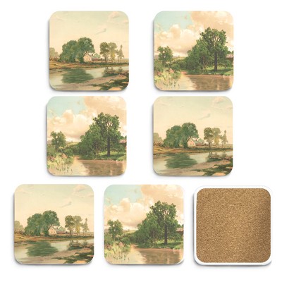 Courtside Market Golden light I 4x4 6-Piece Coaster Set