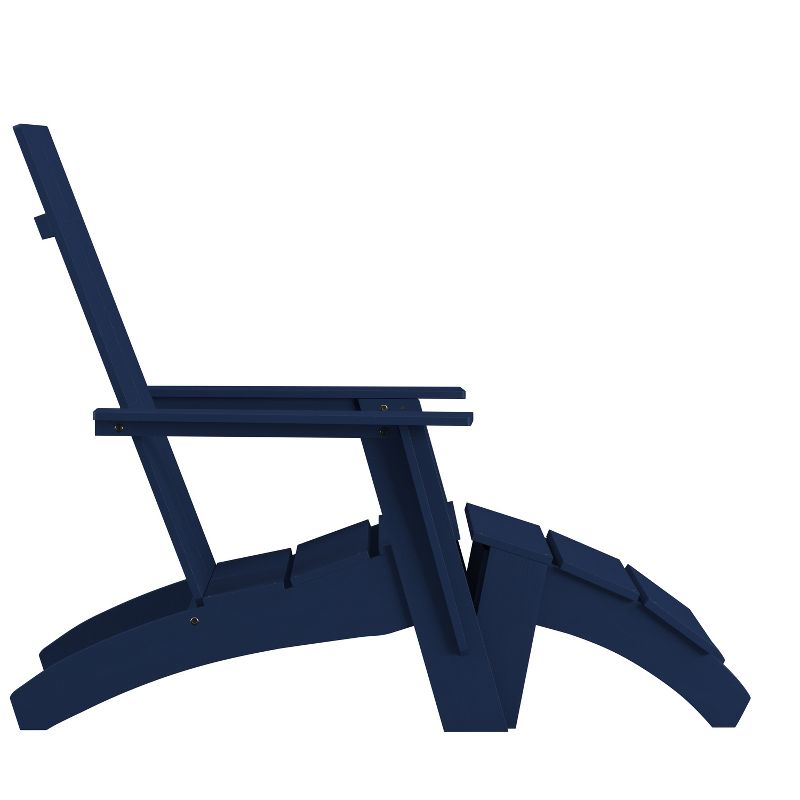 Merrick Lane Adirondack Modern Slatted Back Patio Chair With Accompanying Foot Ottoman, 4 of 18