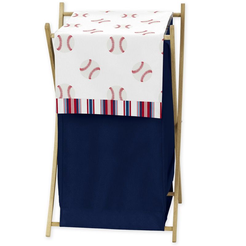 Sweet Jojo Designs Boy Laundry Hamper Baseball Patch Red White and Blue, 1 of 7