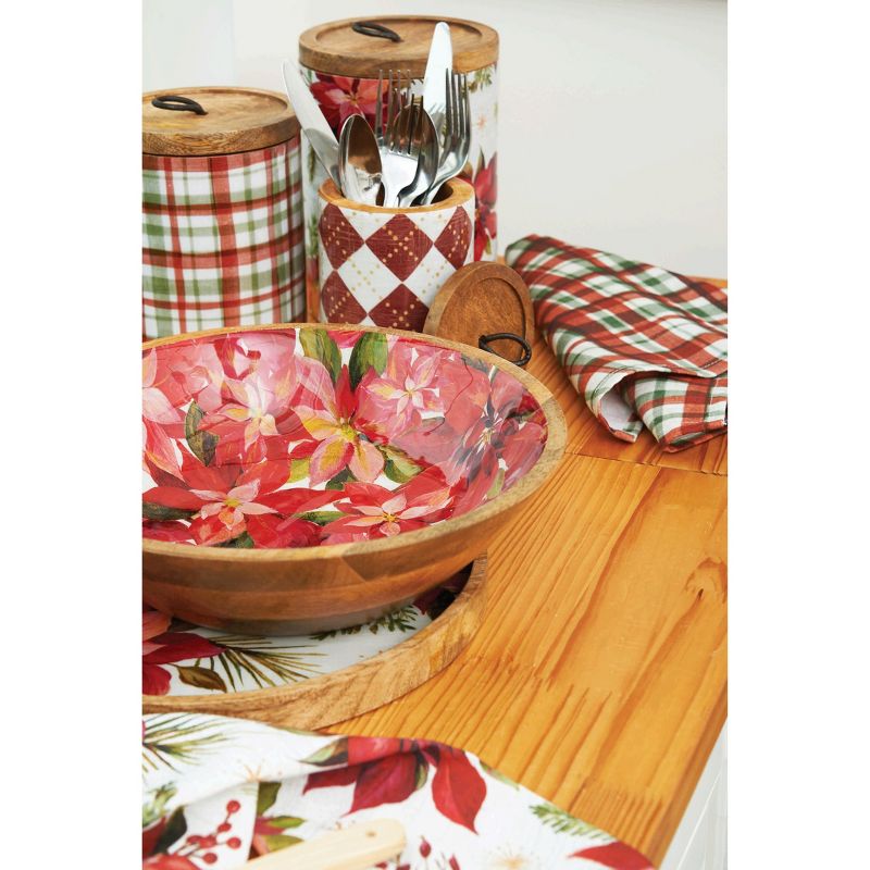 Gallerie II Poinsettia Xmas Mango Wood Canister Lg, 3 of 6