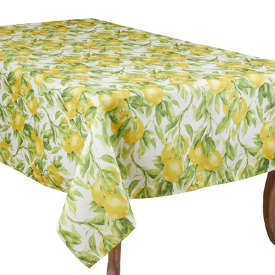 Bright Lemon Printed Rectangular Polyester Tablecloth