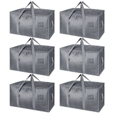 6-Pack Oversized Heavy Duty Moving Bags Clothes Storage Tote,Clear/Gray/Black-HOMLUX