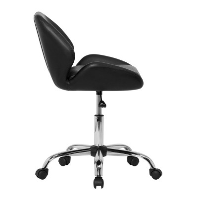 Black Vinyl Swivel Office Task Chair with Chrome Base