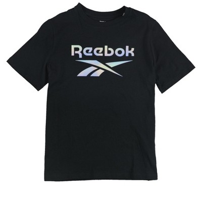 Reebok Womens Logo Embellished T-Shirt, Black, Medium