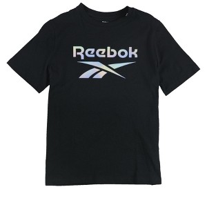 Reebok Womens Logo Embellished T-Shirt, Black, Medium - 1 of 2