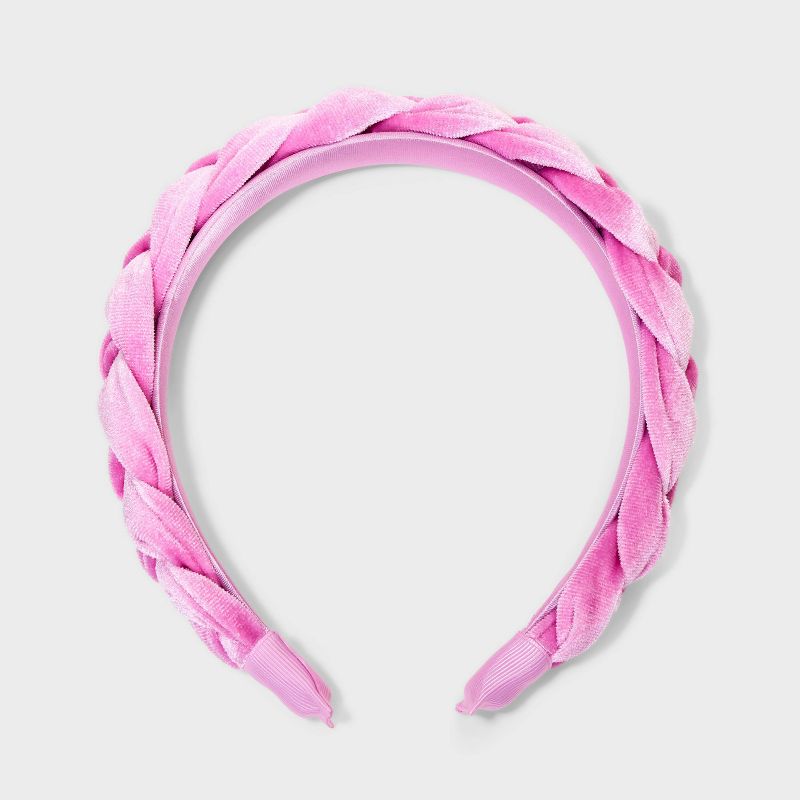 Girls&#39; Velvet Braided Headband - art class&#8482; Pink, 3 of 5