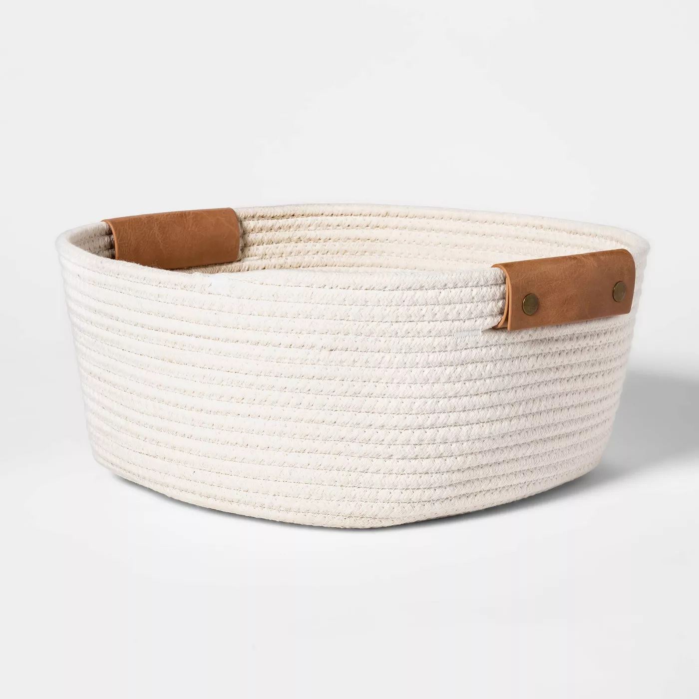 13" Decorative Coiled Rope Square Base Tapered Basket Small White - Threshold™ - image 1 of 6