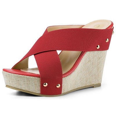 Red wedge best sale sandals target