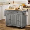 HOMCOM Kitchen Island on Wheels, Rolling Cart with Rubberwood Top, Spice Rack, Towel Rack and Drawers for Dining Room - 2 of 4
