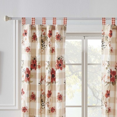 Red Tab Top Blackout Polyester Window Panel Pair