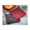 tag Chindi Crochet Plaid Potholder Trivet Green Cotton Machine Wash 8.0"L x 8.0"W x .75"H - 4 of 4