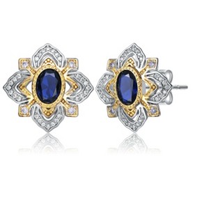 Guili Green or Blue Glow 14K Gold & Rhodium Plated Cubic Zirconia Stud Earrings – A Timeless & Elegant Touch for Any Outfit - 1 of 2