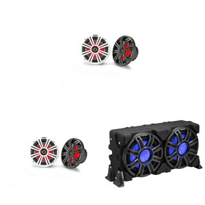 Kicker Marine (2) 45KM84L 8" & 51MWLE104 10" Loaded Enclosure, LED Marine Audio Upgrade - 1 of 4