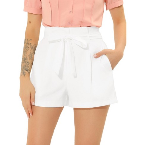 White paperbag hot sale waist shorts