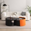 Vynxaria Series 31.5 in. Black Round MDF End Table with Extendable Sliding Tabletop - 2 of 4
