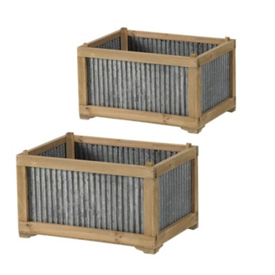 Maggift Planters New Style Set Of 2 Rectangular Rustic Planter for Indoor and Outdoor Hand Woven Wicker Espresso, Brown, 20"*14"*11.5"