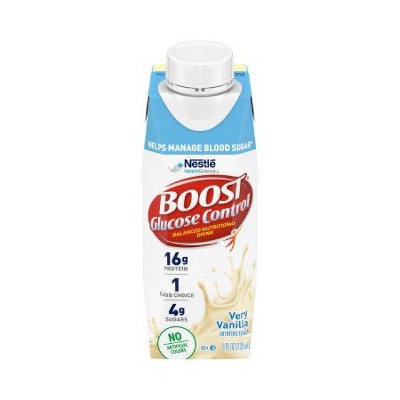 Boost Nutritional Drinks Glucose Control with Extra Nutrient Support, Very Vanilla, 8 Fl Oz, Pack of 24