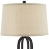 360 Lighting Marcel Modern Table Lamps Set of 2 with Square Risers 24 1/4" High LED Nightlight USB Charging Port Black Natural Shade for Bedroom Desk - 3 of 4