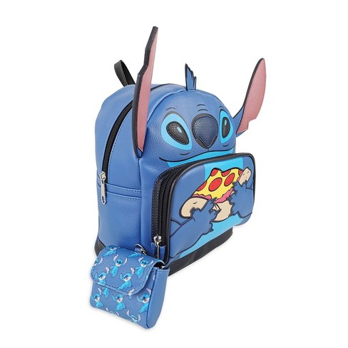 Fast Forward Stitch Mini Backpack with Lunch Box Set for Toddler Preschool - Bundle with 11'' Stitch Backpack Mini, Stitch Lunch Bag, Stic