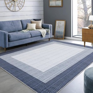 Low-Pile Washable Bordered Area Rug for Living Room Bedroom Dining Room, Non-Slip Stain Resistant Non-Shedding Carpet Geometric Floor Decor - 1 of 4