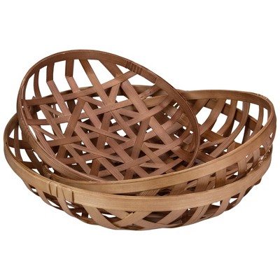 Northlight Set of 3 Brown Wooden Lattice Rustic Table Top Baskets