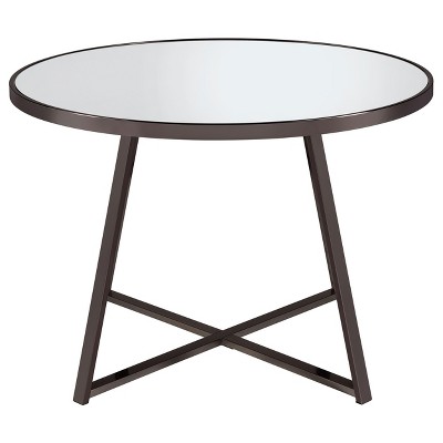 Jillian Round Black Nickel and Glass Dining Table
