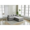 Oversize 82" Corduroy Upholstery Sectional Sofa Bed with 2 Pillows and 2 Movable Ottoman - 4 of 4