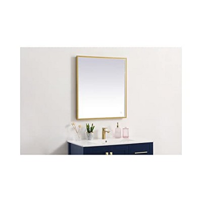 Brass Rectangular LED Bathroom Vanity Mirror with Aluminum Frame