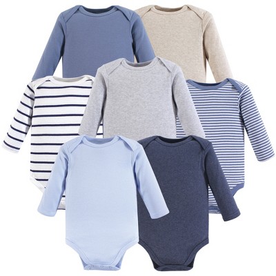 Hudson Baby Infant Boy Cotton Long-Sleeve Bodysuits 7pk, Boy Basic, 3-6 Months