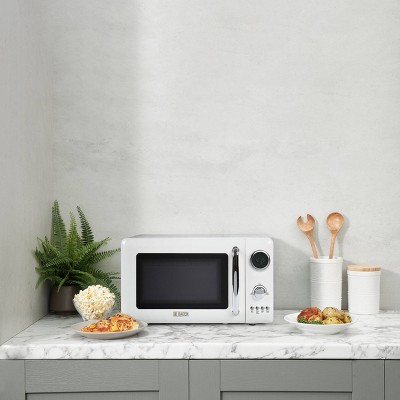 Ivory Stainless Steel Compact Countertop Microwave Oven