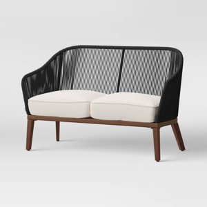 Purcell Wood Patio Loveseat - Threshold™: DuraSeason Fabric™ Fabric, Weather-Resistant Patio Furniture - 1 of 4
