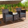 Tangkula 3-Piece Patio Wicker Rattan Furniture Set Conversation Sofa Set  W/Coffee Table Grey - 3 of 4