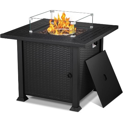 R.W.FLAME 33-Inch Propane Gas Fire Pit Table 50,000 BTU with Lava Rocks, Protective Cover & Easy Ignition – Ideal for Patio,Deck, Garden