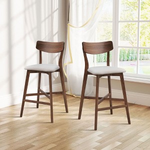 CAVINAS Dining Chairs Kitchen Chairs Set of 2 Mid-Century Modern Bar Chair with Wood Legs, Fabric Accent Suitable for Kitchen, Bedroom - 1 of 4