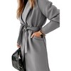 Imily Bela Womens Belted Classic Lapel Collar Open Front Long Coat Jacket - 2 of 4