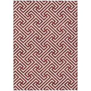 Merlot And Ivory Geometric Washable Indoor Outdoor Area Rug - 1 of 4