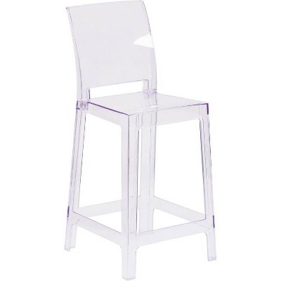 Ghost Counter Stool with Square Back Clear - Riverstone Furniture Collection