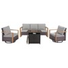 Gymojoy 4/6PCS 50000 BTU Gas Firepit Table with Outdoor 3-Seat Sofa Swivel Chair Ottoman Set - 2 of 4