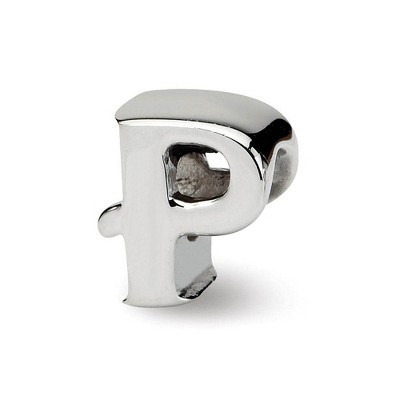 Black Bow Jewelry Sterling Silver Letter P Polished Bead Charm, 10mm