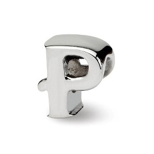 Black Bow Jewelry Sterling Silver Letter P Polished Bead Charm, 10mm - 1 of 3