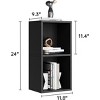 2-Tier Small Narrow Bookshelf, Black Cube Display Rack for Corners, Modern CD Storage Cabinet for Home Office & Living Room (1 Pack) - 3 of 4