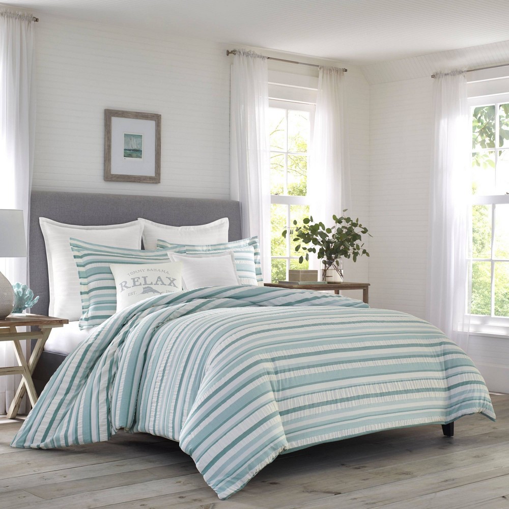 Photos - Bed Linen Tommy Bahama Full/Queen Clearwater Cay Reversible Duvet Cover & Sham Set Blue - Tommy B 