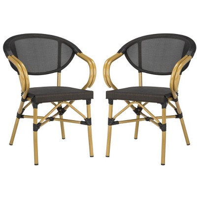 Safavieh Burke Black Wicker Outdoor Accent Chair Set of 2