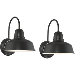 John Timberland Urban Barn Rustic Industrial Farmhouse Outdoor Wall Light Fixtures Set of 2 Black Metal Gooseneck Arms Downlight 13" Post - 1 of 4