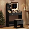 Vanity Desk with LED Light Mirror and Charging Station,Small Makeup Vanities Set with 2 Drawers - 3 of 4