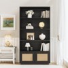 5 Tier Bookself, Boho Bookcase with Rattan Doors, Wooden Bookcase and Bookshelf with Storage, Tall Book Stand - 2 of 4