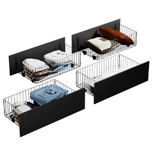 VECELO Full/Queen Size Underbed Storage Drawers, Set of 4, Black/Brown - 1 of 4