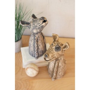 Clay Singing Dogs 13.5"H – Handmade Decorative Sculptures, Set of Two by Kalalou - 1 of 3