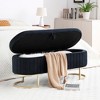 Vynxaria 50" Black Velvet Oval Bench - Elegant Ottomans and Benches with Modern Storage Design - 4 of 4